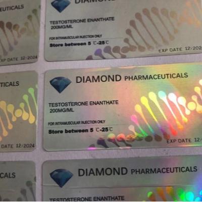 China Diamond Pharmaceucital Brand Holografische 10 ml flacon stickers voor injecteerbare Primobolan flessen Te koop