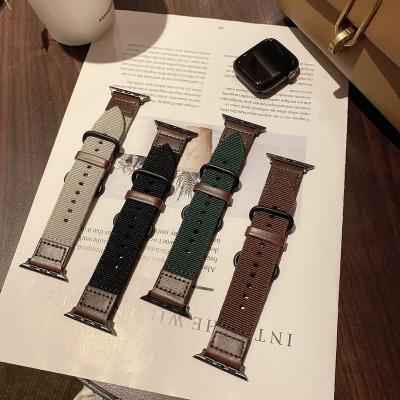 China Leather For Apple Watch Leather Strap Hand - 20mm22mm Leather Strap Italian Crazy Horse Woven Nylon Watch Strap Beautifully for sale