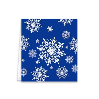 China Sustainable Blue Christmas Heart Snowflake Printed Kitchen Dish Cloth Reusable Microfiber Absorbent Swedish Dish Towel for sale