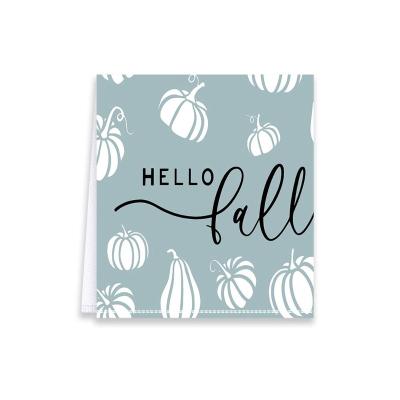 China Sustainable Blue Autumn Mini Pumpkin Print Kitchen Dish Towel Customizable Microfiber Absorbent Dish Cloth for sale