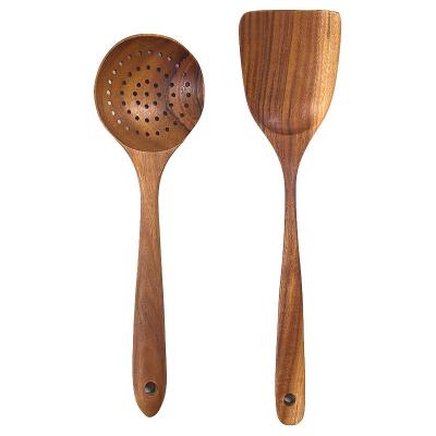 China Sustainable High Quality Natural Teak Acacia Kitchen Accessories Cooking Utensils Wood Cookware Wood Tools Kitchen Utensil Set For Home for sale