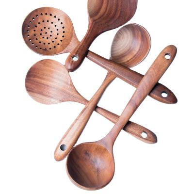 China Viable Hot Sales High Quality Reusable Wooden Cooking Cookware Food Grade Utensil Set for sale