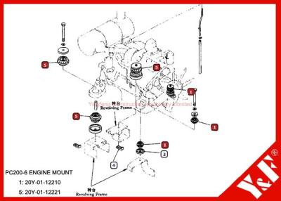 China OEM Komatsu Spare Parts PC200-6 Engine Mounting 20Y-01-12210 20Y-01-12221 for sale