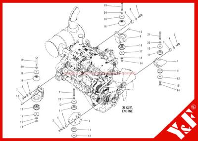 China Excavator PC200-8 Engine Mount / Rubber Engine Cushion Shock Absorber 20Y-01-12 20Y-01-12222 for sale