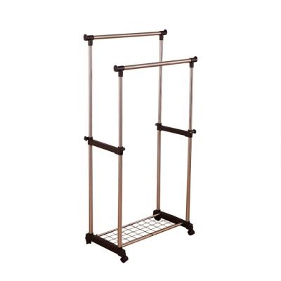 China Bathroom China Factory Good Quality Movable Foldable Clothes Double Hanger Drying Rack for sale