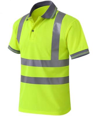 China Bird's Eye Mesh Reflective Lines Polo Quick Dry Anti-Shrink T-Shirt For Plublic Construction Safe Running With OEM Brand Logo for sale