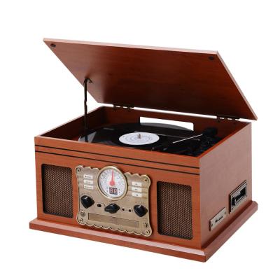 China AM RM RADIO Multi turntable player&vinyl player with CD Player/USB/SD Record/AUX input/radio/cassette for sale