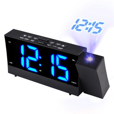 China LED Digital Radio Alarm Clocks Radio Projection Alarm Clock with FM Radio Dual USB Charger for sale