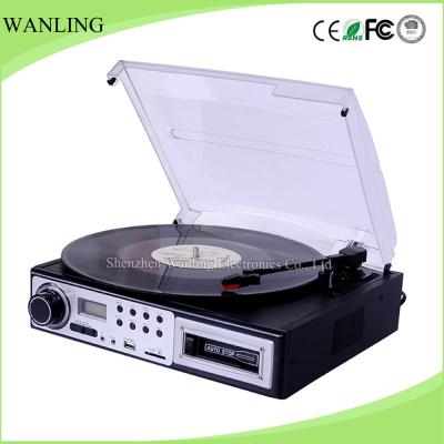 China USB+CD+ Casstee deck USB turntable disc cassette radio lp vinyl player with dust cover for sale