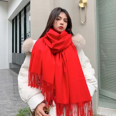 China Soft Smooth Feeling Autumn And Winter New  Cashmere Scarf Solid Colour Long Shawl Student Couple Warm Scarf for sale