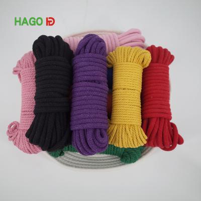 China Wholesale Durable 100% Natural Cotton Rope 6mm Twisted Rope 5mm Color Round Compound Core Cotton HAGO Rope for sale