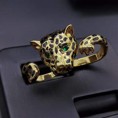 China Hiphop IEAR One Ring Supplier Real Source Adjustable Gold Plated Domineering Men's Ring Leopard Open Ring for sale