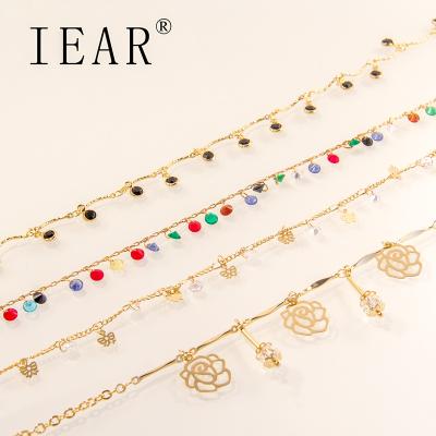 China IEAR Jewelry Suppliers Fashion Gold Plated Wholesale Anklet Chain Anklets for Women Colorful Anklet for sale