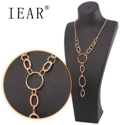 China IEAR Jewelry Gift Necklace 3 Tone Jewelry Necklace CLASSIC Long Chain Custom Gold Plated Necklaces for sale