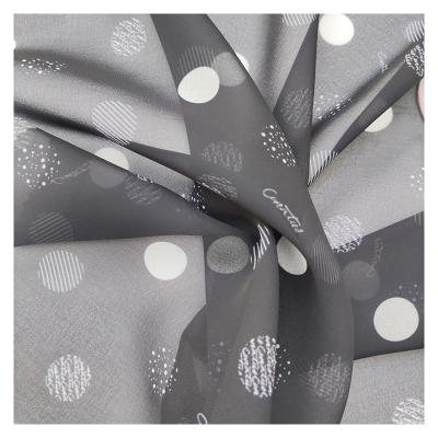 China Breathable Dot Printing 100% Pretty Letters Recycle Polyester Chiffon Dress Fabric With GRS Certificate for sale