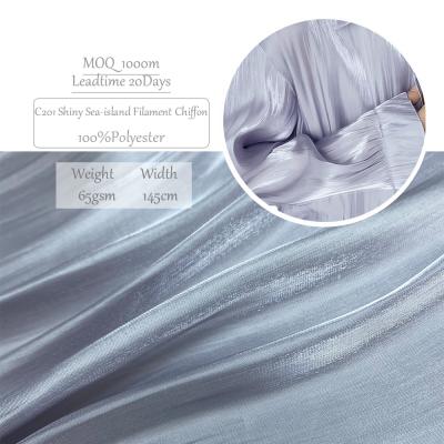 China Anti-Static Shiny Satin Chiffon Sea Island Monofilament Women Garment Stiff Feeling Fabric For Lady Wear for sale