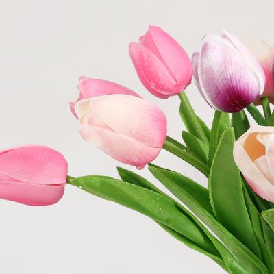 China Wholesale PU High Quality Tulip High Simulation Fake Tulip Flowers Artificial Flowers For Home Decoration Wedding Decoration for sale