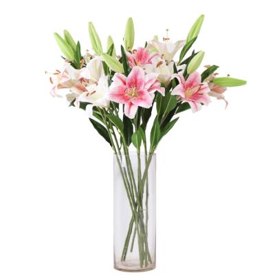 China Eco-friendly Wholesale Artificial Lily Flower Fake Bouquet Flower For Other Flowers And Decorative Plants for sale