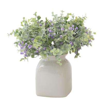 China 2021 Hot Sale Eco-friendly Artificial Eucalyptus Artificial Gypsophila Flower Bouquet For Home Decor for sale