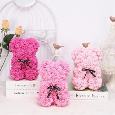 China Amazon Eco-friendly Hot Selling 25cm Rose Bears With Box Gift Rose Bear Blossom Artificial Flowers For Valentines Days for sale