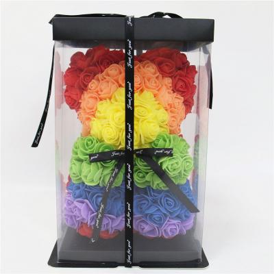 China High Quality Eco-friendly Preserved Artificial Flower Rose Bears With Box Teddy Rose Bear For Valentine's Day for sale