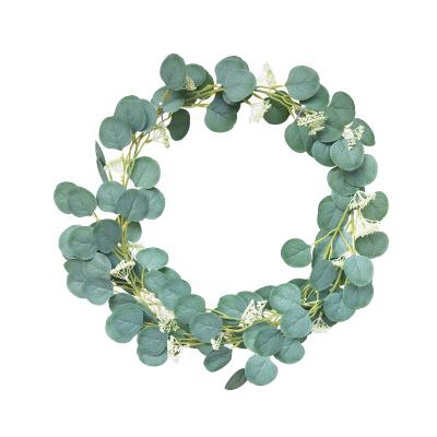 China Wholesale Artificial Plant Eco-friendly Material Artificial Eucalyptus With Willow Wreath For Wedding Decoration And Table Decor for sale