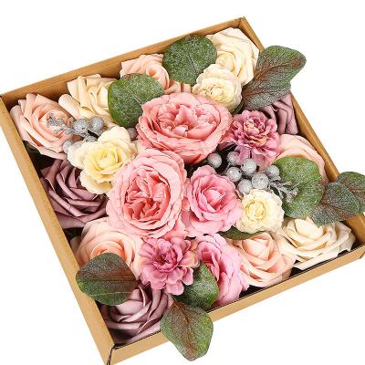 China Hot Selling Flower Arrangement In Amazon Eco-Friendly Materials DIY Rose Gift Box Silk Roses Bulk For Other Home Decor for sale