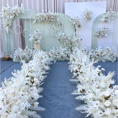 China High Simulation Customize Wedding Arch Flower Wedding Decoration Backdrop Artificial Silk Flower Wall Panel Backdrop for sale