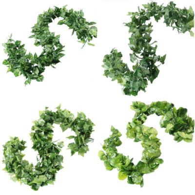 China Hot Selling Artificial Amazon Leaf Ivy Vine Eco-friendly Material Cheap Artificial Green Artificial Ivy Garland For Wall Hanging Decor for sale