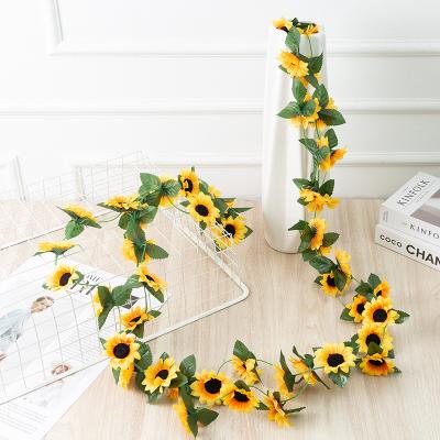 China Hot Sale Amazon Sunflower Vine Artificial Flower Vine High Simulation Artificial Plants and Flowers Vine Wreath For Room Decor for sale