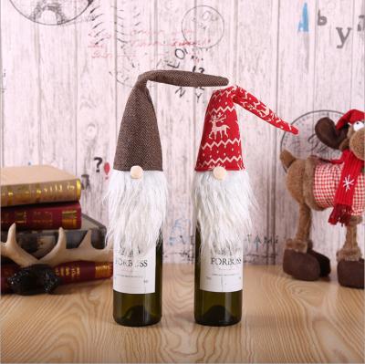 China Factory wholesale Eco-friendly woven fabric wine gift bag Christmas wine bag Christmas wine bottle cover non for Christmas decoration and hom for sale