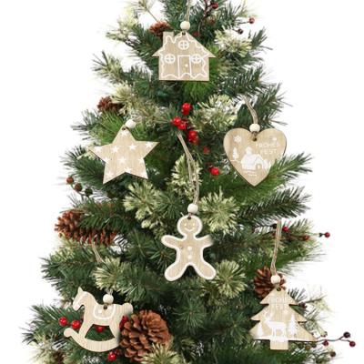 China 2021 Hot Selling Eco-friendly Unfinished Wooden Crafts Christmas Gift Christmas Tree Ornaments For Home Decor for sale