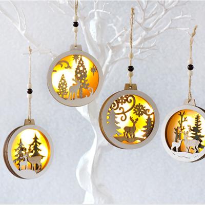 China 2021 Eco-friendly Wholesale Creative Wooden Christmas Lights Decoration Christmas Tree Ornaments For Christmas Supplies for sale