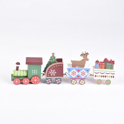 China Factory Wholesale Eco-friendly Creative Christmas Wooden Train Set Christmas Gift For Christmas Decoration Supplies for sale