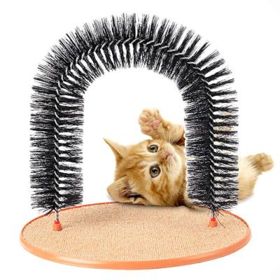 China Viable Brush Cat Self Groomer Cat Arch Massager Toy Pet Cat Scratcher Toys Fur Pet Grooming for sale