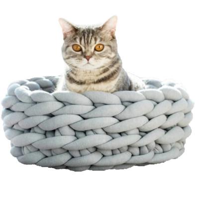 China Luxury Pet Cooling Sofa Bed Small Cat Bedding Around Rope Advanced Pet Rattan Cool Pet Bed For Living Room for sale