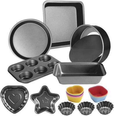 China Sustainable Hot Selling Black Oven 20 Pcs Bread Loaf Pan With Roll Tray Bakeware Baking Set for sale