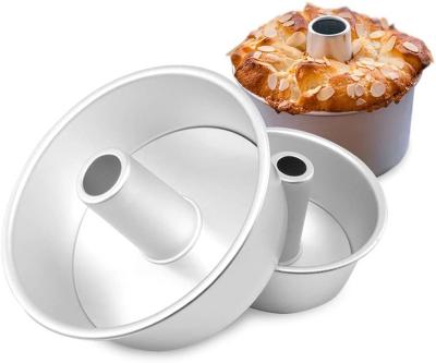 China Viable 6 Inch Round Aluminum Chiffon Cake Mold Baking Cans With Removable Bottom for sale