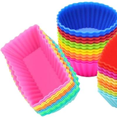 China 36 Pack Silicone Reusable Non-Stick Disposable Cupcake Liners Cupcake Baking Cake Molds Sets for sale