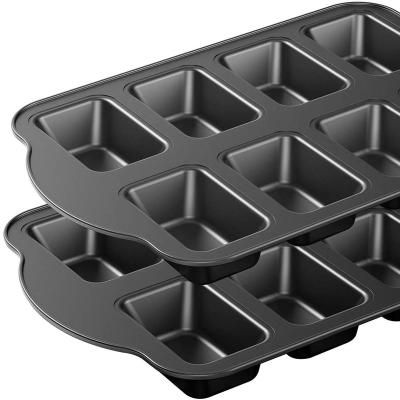 China 2-Pack Viable 8-Cavity Mini Loaf Pan Non-Stick, Carbon Steel Baking Loaf Pan for sale