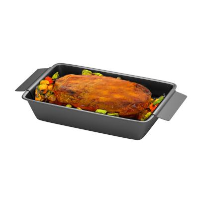 China Viable Non-Stick Meatloaf Bakeware Loaf Pan with Insert, 12 Inch X 6 Inch, Gray for sale