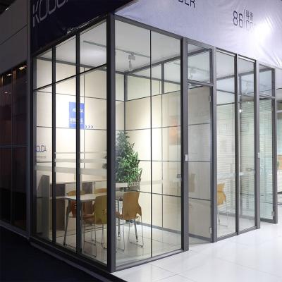 China Supermarket 80mm Double Layer Transparent Glass Restaurant Sound Insulation Double Layer Hotel Curtain Wall Office Glass Partition Wall for sale