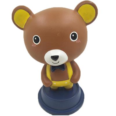 China Custom Flip Bear Cartoon Car Decoration Vinyl Head Dolls Customized Bobblehead For Car Decoration for sale