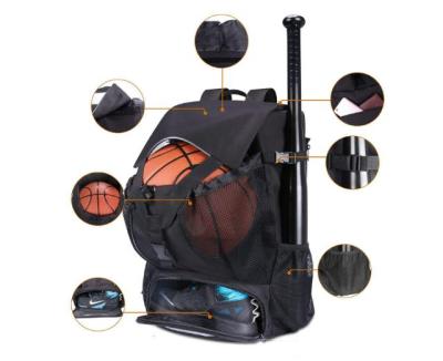 China Multiple Durable Basketball Soccer Bag Drawstring Divider Compartment Gym Bag Custom Sports Backpack Durable for sale