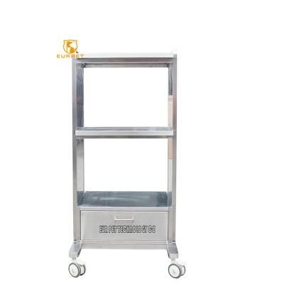 China Shelf Medical Veterinary Medical Trolley Cart Medical Kits Medical Nurse Hospital Treatment Equipment Stainless Steel EURPET for sale