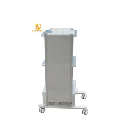 China EURPET Medical Veterinary Portable Shelf Medical Treatment Adjustable Trolley With Wheels Hospital Medical Trolley for sale