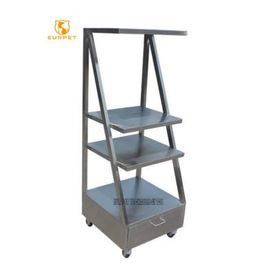 China EURPAW Economical Three Layers Equipment Carry Pet Monitor Trolley Carts Portable Hospital Ward Trolley Omnidirectional Wheel for sale