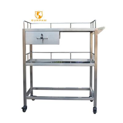 China Economical EURPAW 304 Stainless Steel Dressing Car Instrument Trolley Changing Medical Record Clamp Car for sale