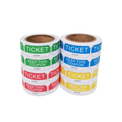 China High Quality Disposable Deposit Tickets Double Ticket Roll Arcade Custom Ticket Rolls Printing For Carnival for sale