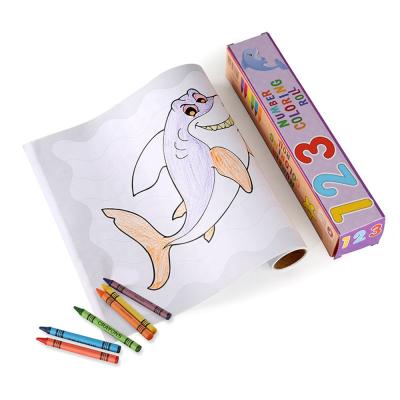 China Back With Glue Top Custom Paint Coloring Roll With Crayons With Back Glue Kid's Educational Toy New gor for sale